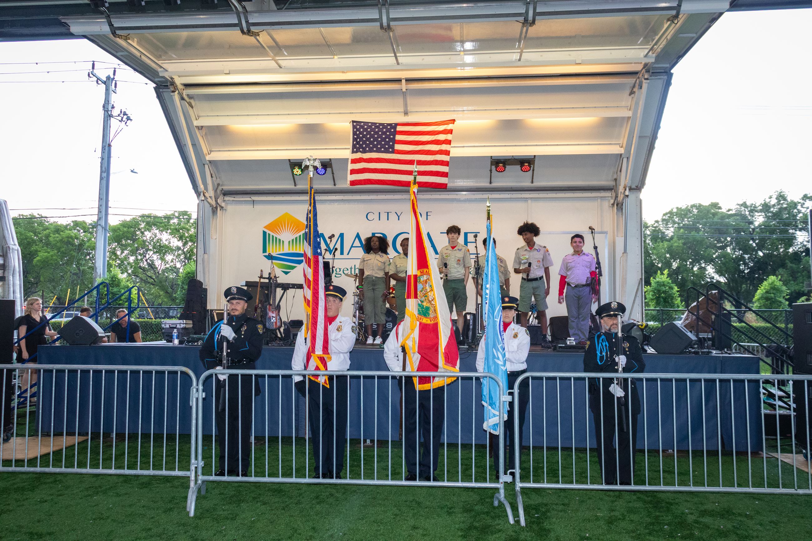 Police and Fire Honor Guard present the Colors