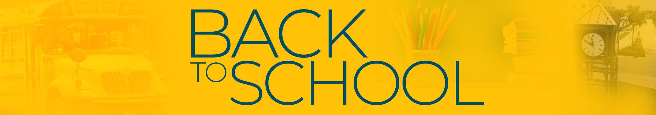 Back to School Graphic with School Bus, Margate Clock Tower 